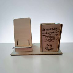   Ajándék munkatársnak – Gravírozott telefontartó és ceruzatartó egyedi felirattal