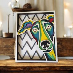   Lenyűgöző 3D Greyhound Agár Fa Kép Falra Akasztható Kivitelben